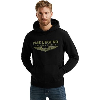 Hooded soft terry with logo Black