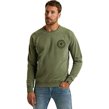 Crewneck peach fleece gd Four Leaf Clover