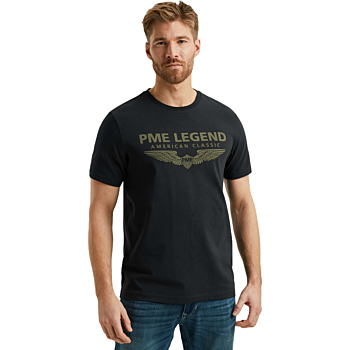 Short sleeve r-neck cotton elastan Black