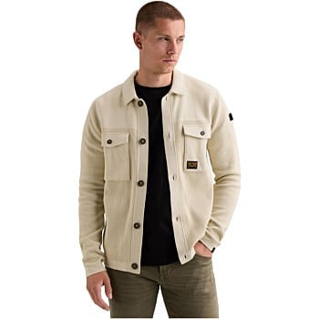 Button jacket cotton structure mix Bone White
