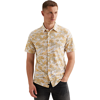 Short Sleeve Shirt Print on pique Apricot Cream