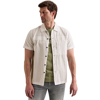 Short Sleeve Shirt Cotton/linen ga Bright White