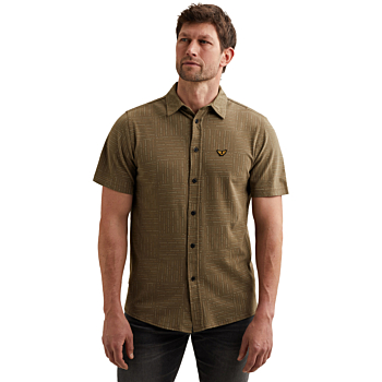 Short Sleeve Shirt Print on pique Dusky Green