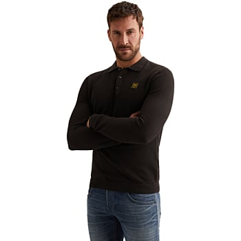 Long sleeve polo structure knit Obsidian