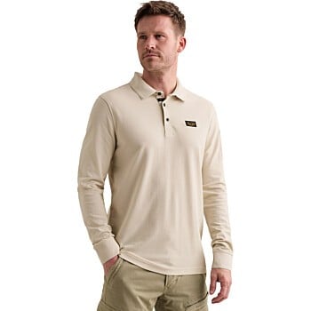 Long sleeve polo American Classic Bone White