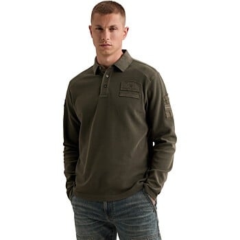 Long sleeve polo waffle jersey car Beluga