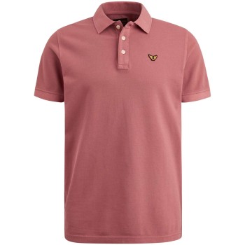 Polo korte mouw garment dyed pique etruscan red