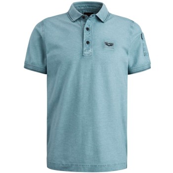 Polo korte mouw pique cold dyed dusty blue