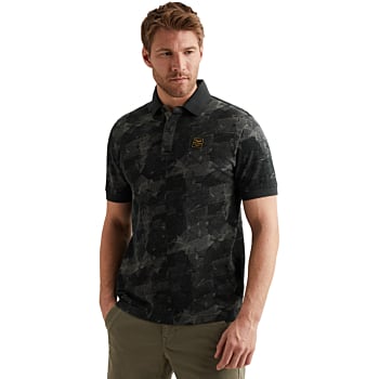 Short sleeve polo printed two tone Carbon
