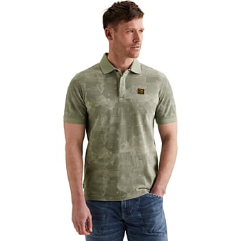 Short sleeve polo printed two tone Iceberg Green
