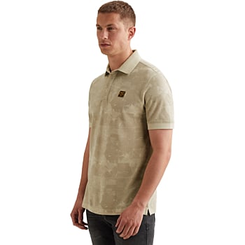 Short sleeve polo printed two tone Bone White