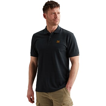 Short sleeve polo jacquard jersey Carbon