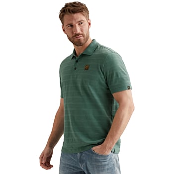 Short sleeve polo jacquard jersey Deep Sea