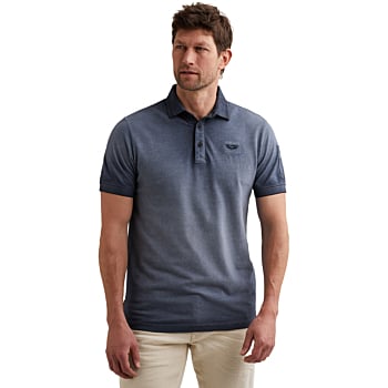 Short sleeve polo cold dye pique Vintage Indigo