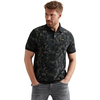 Short sleeve polo slub jersey all Carbon