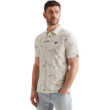 Short sleeve polo slub jersey all Egret