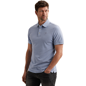 Short sleeve polo pique garment dy Hydrangea