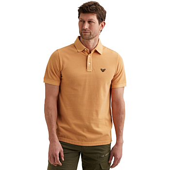 Short sleeve polo pique garment dy Gold Earth