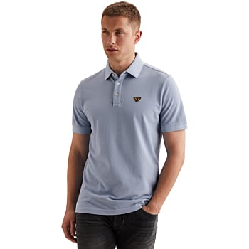 Short sleeve polo pique garment dy Hydrangea