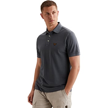 Short sleeve polo pique garment dy Vintage Indigo