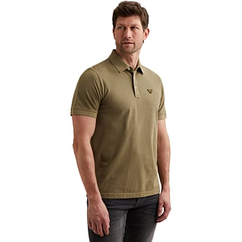 Short sleeve polo pique garment dy Dusky Green