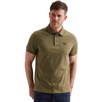 Short sleeve polo jersey jacquard Dusky Green