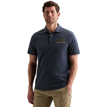 Short sleeve polo pique melange Sargasso Sea