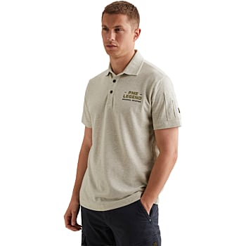 Short sleeve polo pique melange Bone White Melee