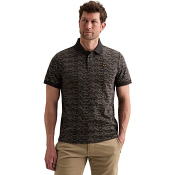 Short sleeve polo slub jersey aop Obsidian