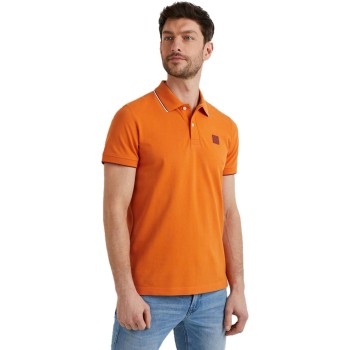 Short sleeve polo stretch pique amberglow