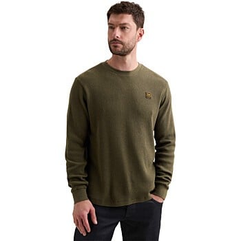 Long sleeve r-neck waffle melange Kalamata