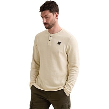 Long sleeve r-neck light slub terr Bone White