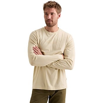 Long sleeve r-neck cotton elastane Bone White