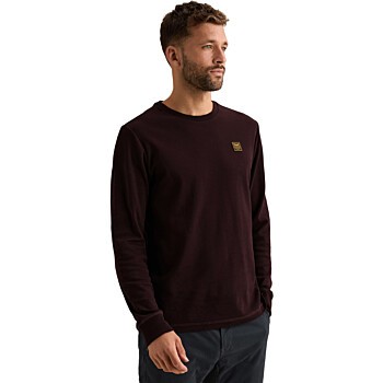 Long sleeve r-neck mesh interlock Dark Aubergine