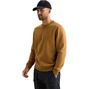 Crewneck soft fleece sweat Golden Brown