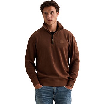 Half zip collar flat knit look Cappuccino
