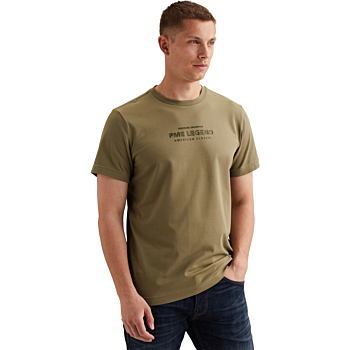 Short sleeve r-neck cotton elastan Dusky Green