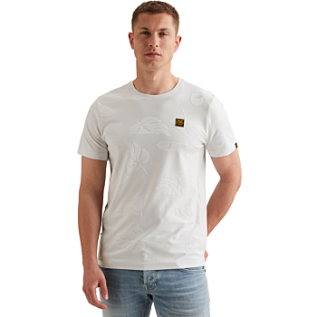 Short sleeve r-neck jacquard jerse Egret