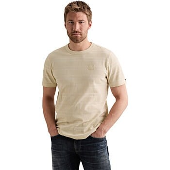 Short sleeve r-neck waffle jersey Bone White