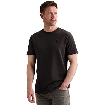 Short sleeve r-neck light slub ter Obsidian