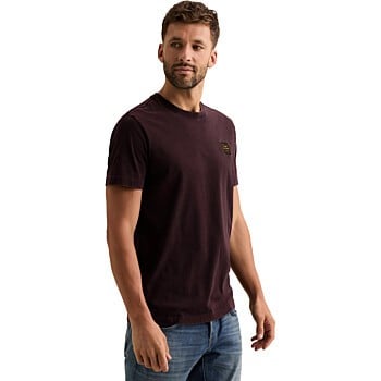 Short sleeve r-neck washed garment Dark Aubergine