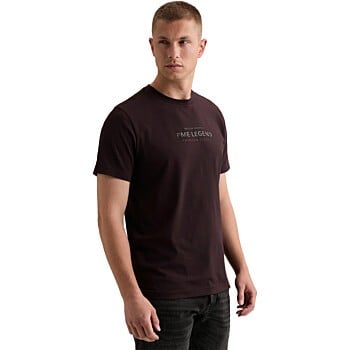 Short sleeve r-neck cotton elastan Dark Aubergine
