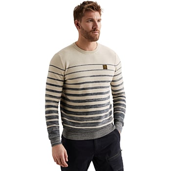 R-neck structured stripe Bone White