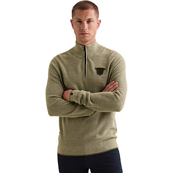 Half zip collar cotton modal struc Loden Green