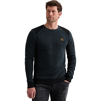 R-neck cotton rib melee knit Salute