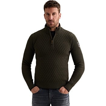 Half zip collar cotton mix yarn Beluga