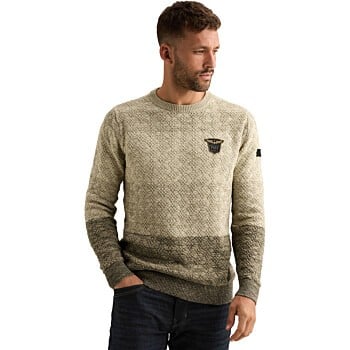 R-neck gradient knit Bone White
