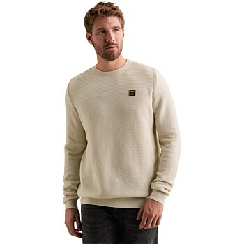 R-neck cotton mouline Bone White