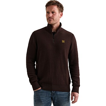 Half zip collar cotton mouline (or Dark Aubergine