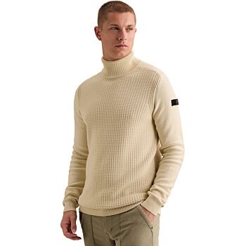 Roll neck cotton blend Bone White